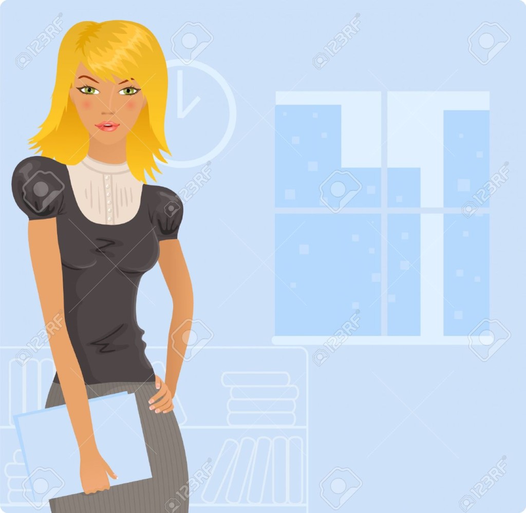 6509501-Cute-office-blond-girl-Stock-Vector-woman-cartoon-office